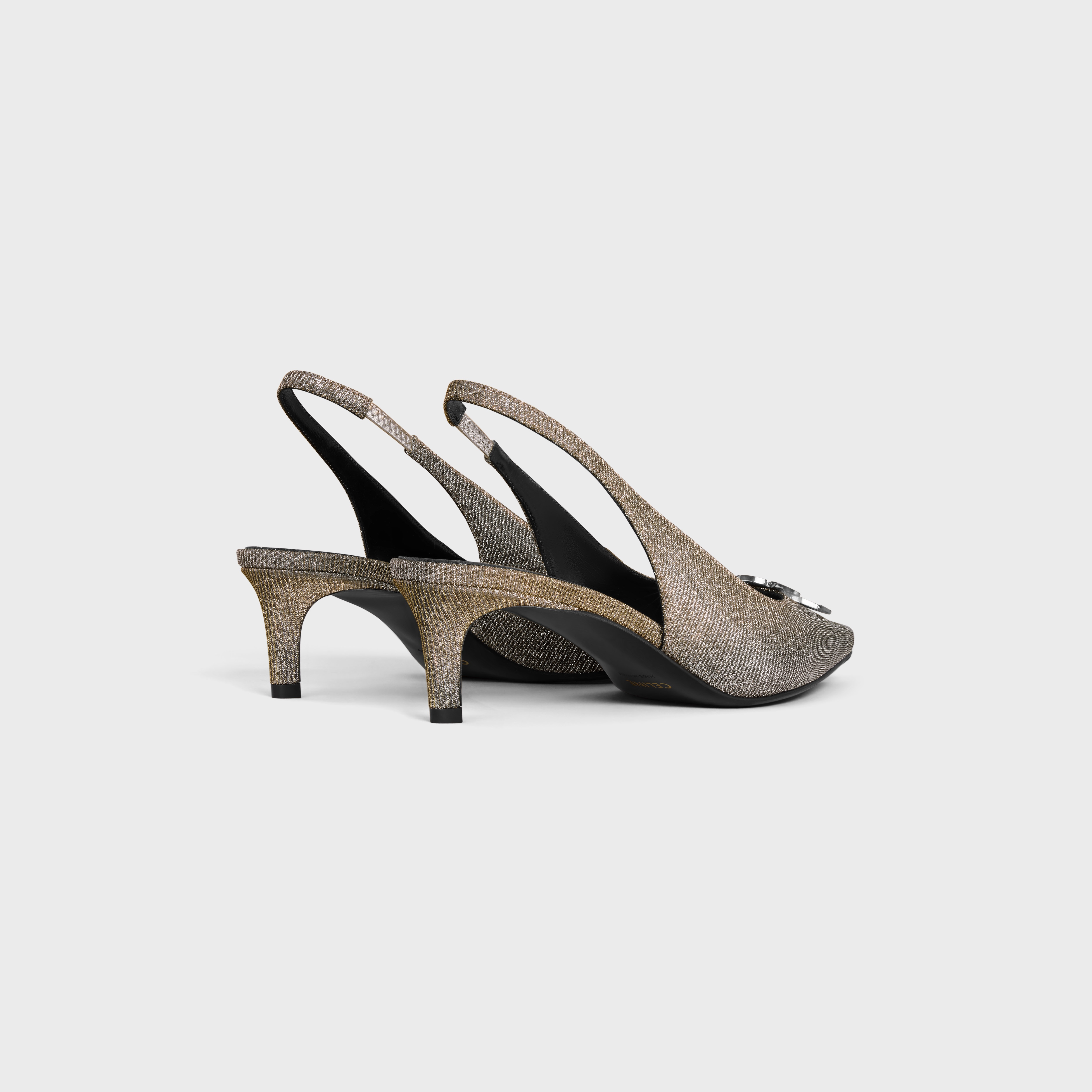 *CELINE*デニムミュール ALMA TRIOMPHE SLINGBACK IN DENIM CELINE CELINE ALMA TRIOMPHE SLINGBACK in IRIDESCENT FABRIC