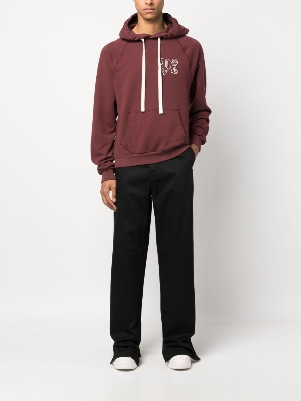 monogram-embroidered cotton hoodie - 2