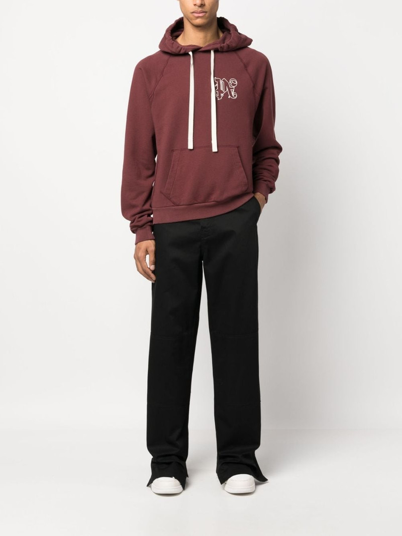Palm Angels monogram-embroidered cotton hoodie outlook