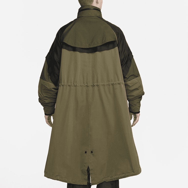 Nike x Sacai Funnel-Neck Oversized-Fit Shell Trench Jacket Medium olive DQ9028-222 - 4