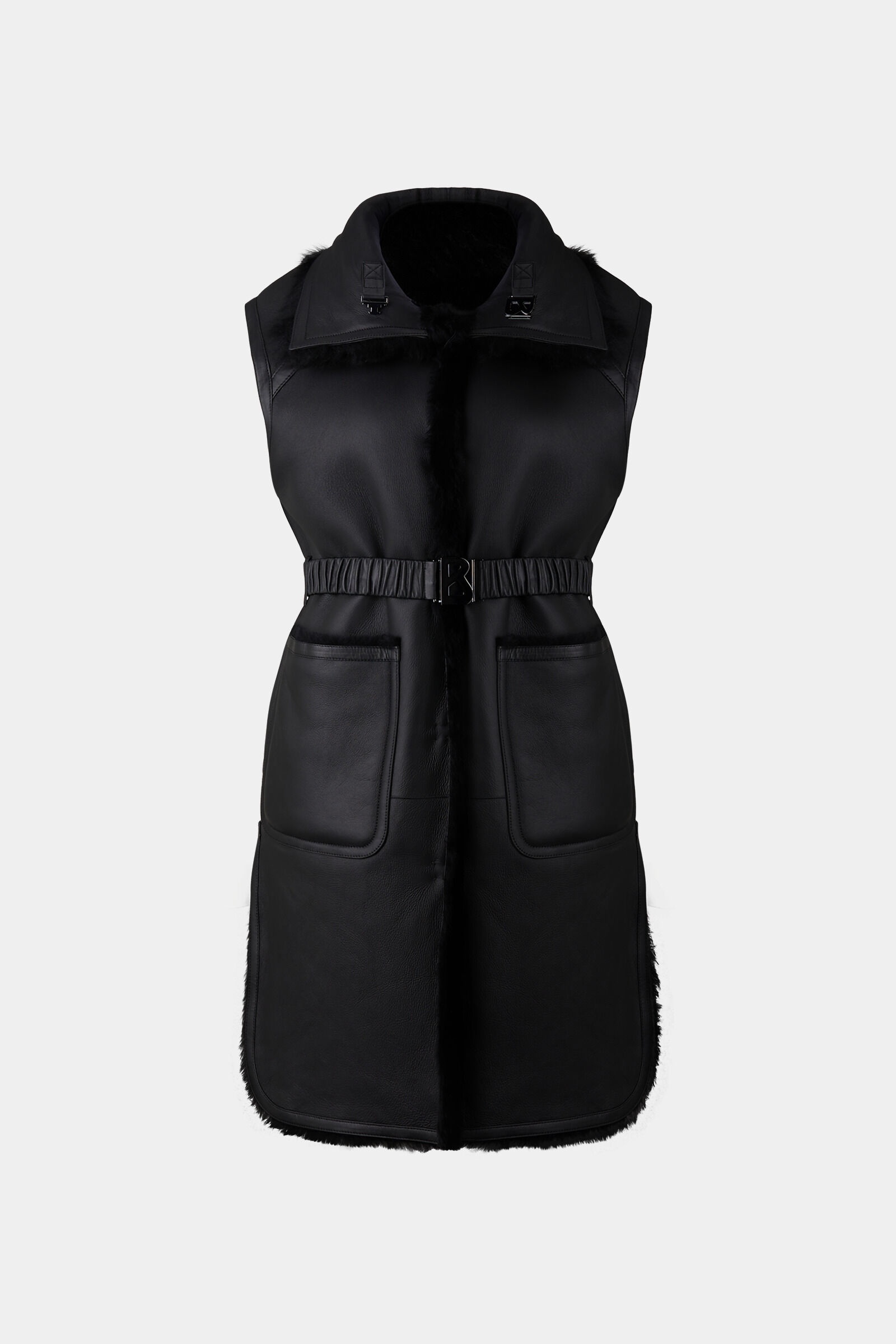 Palma Reversible lambskin vest in Black - 4