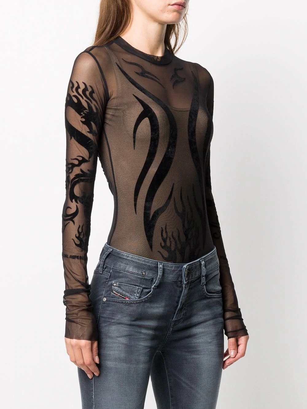 long-sleeve sheer bodysuit - 3