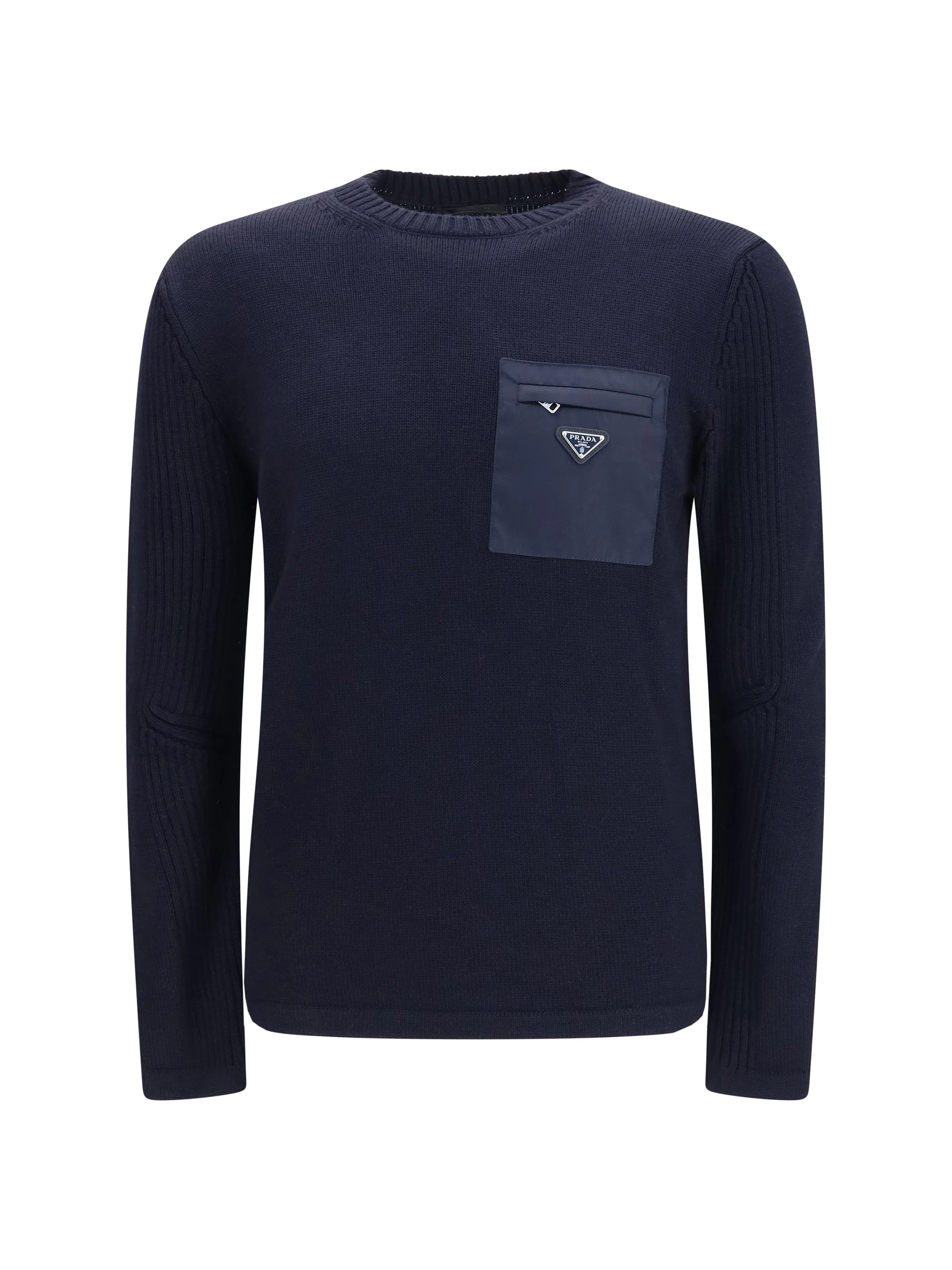 Prada Virgin Wool Sweater Blue Men - 1