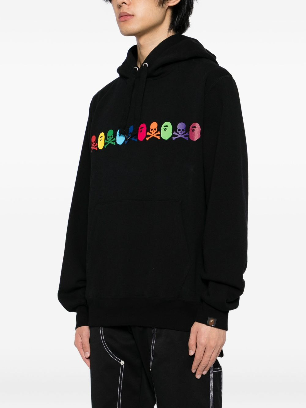 x Bape logo printed hoodie - 3
