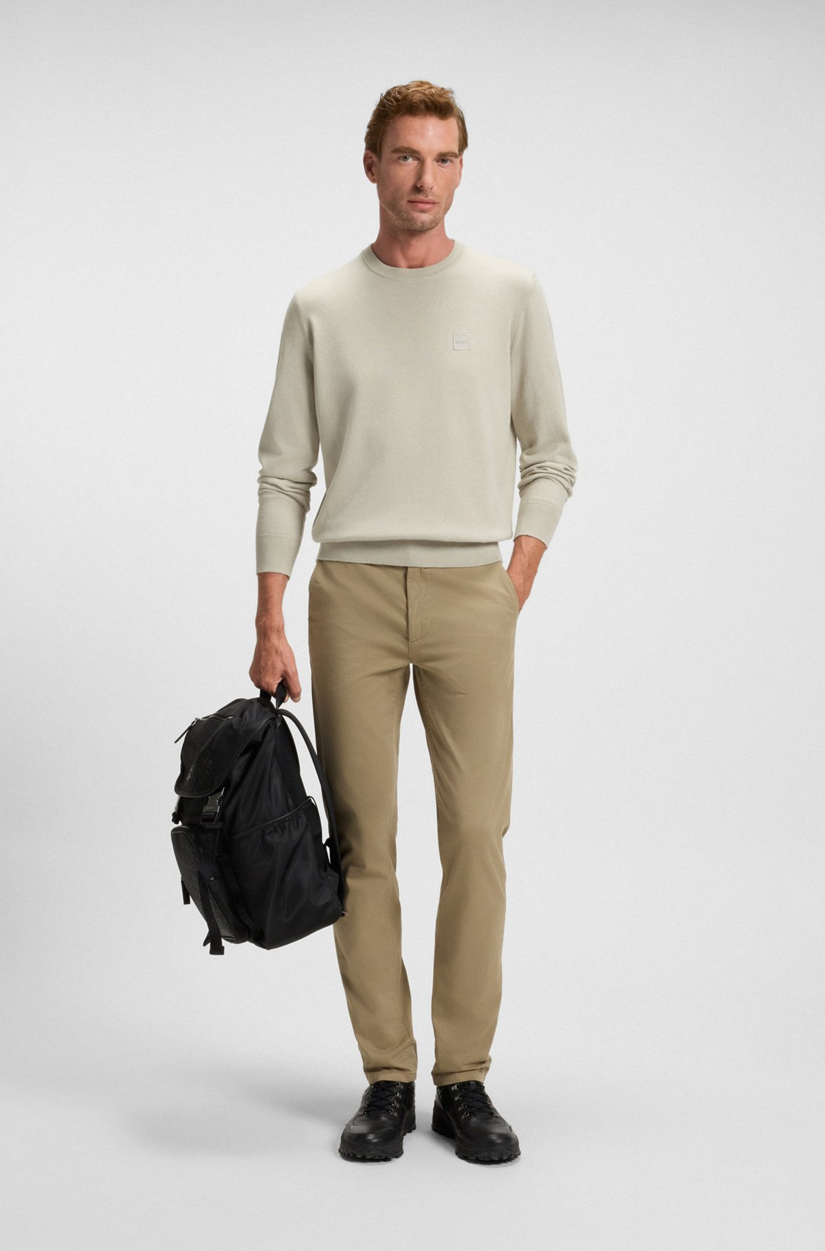 COTTON-CASHMERE REGULAR-FIT SWEATER WITH LOGO PATCH - 4