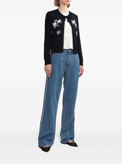 SHUSHU/TONG floral-embroidered silk-cashmere cardigan outlook