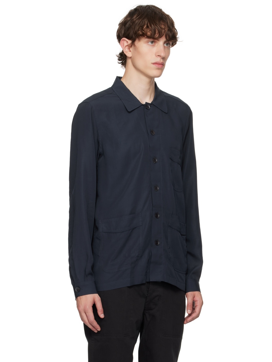 Navy Button Up Shirt - 2