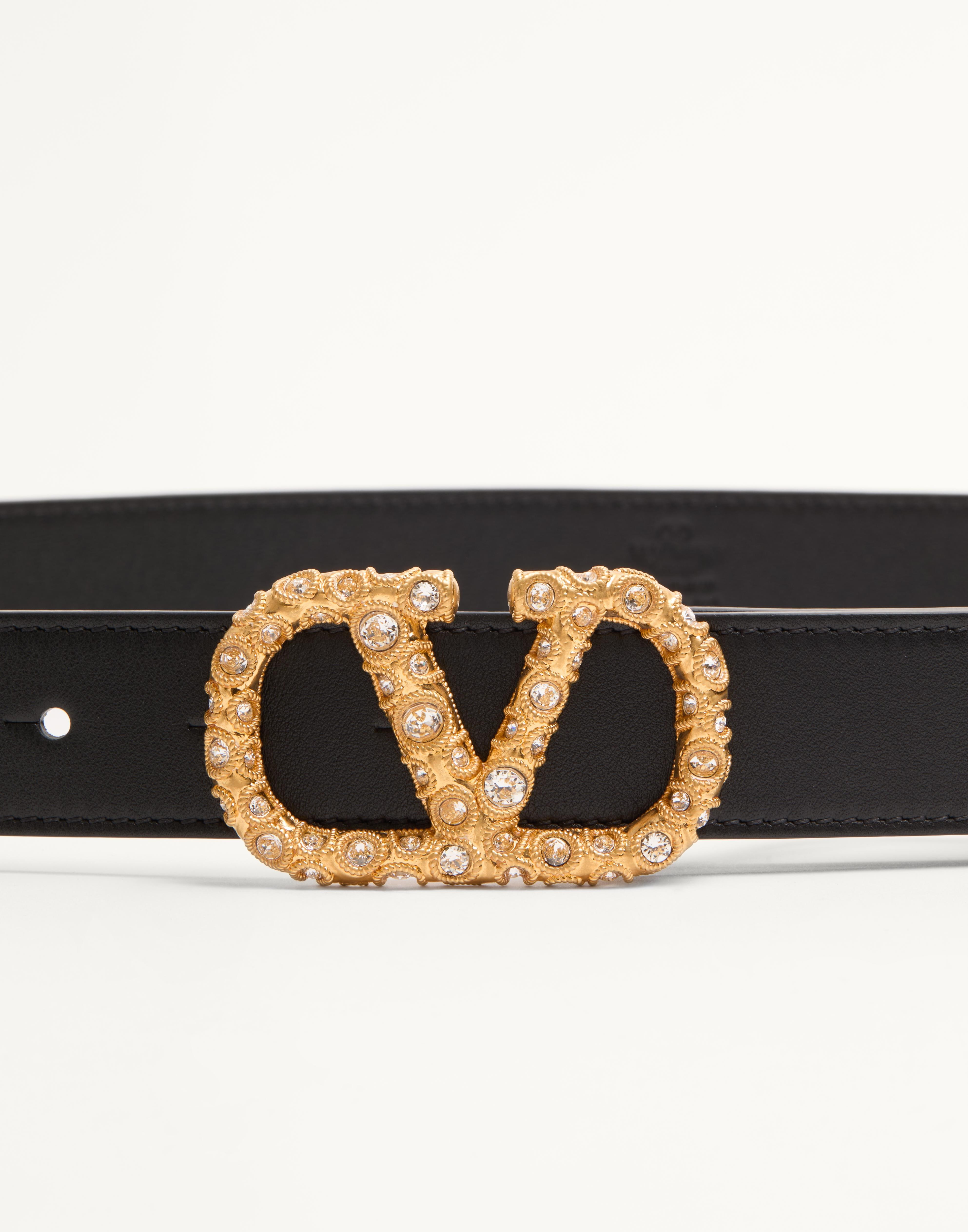 VLOGO SIGNATURE BELT IN SHINY CALFSKIN WITH CRYSTALS 30 MM - 4