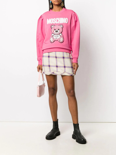 Moschino bear motif rose sweatshirt outlook