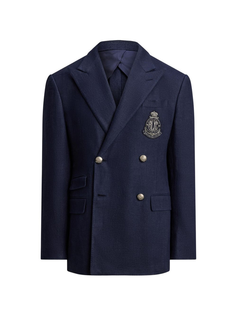 double-breasted crest-embroidered jacket 1