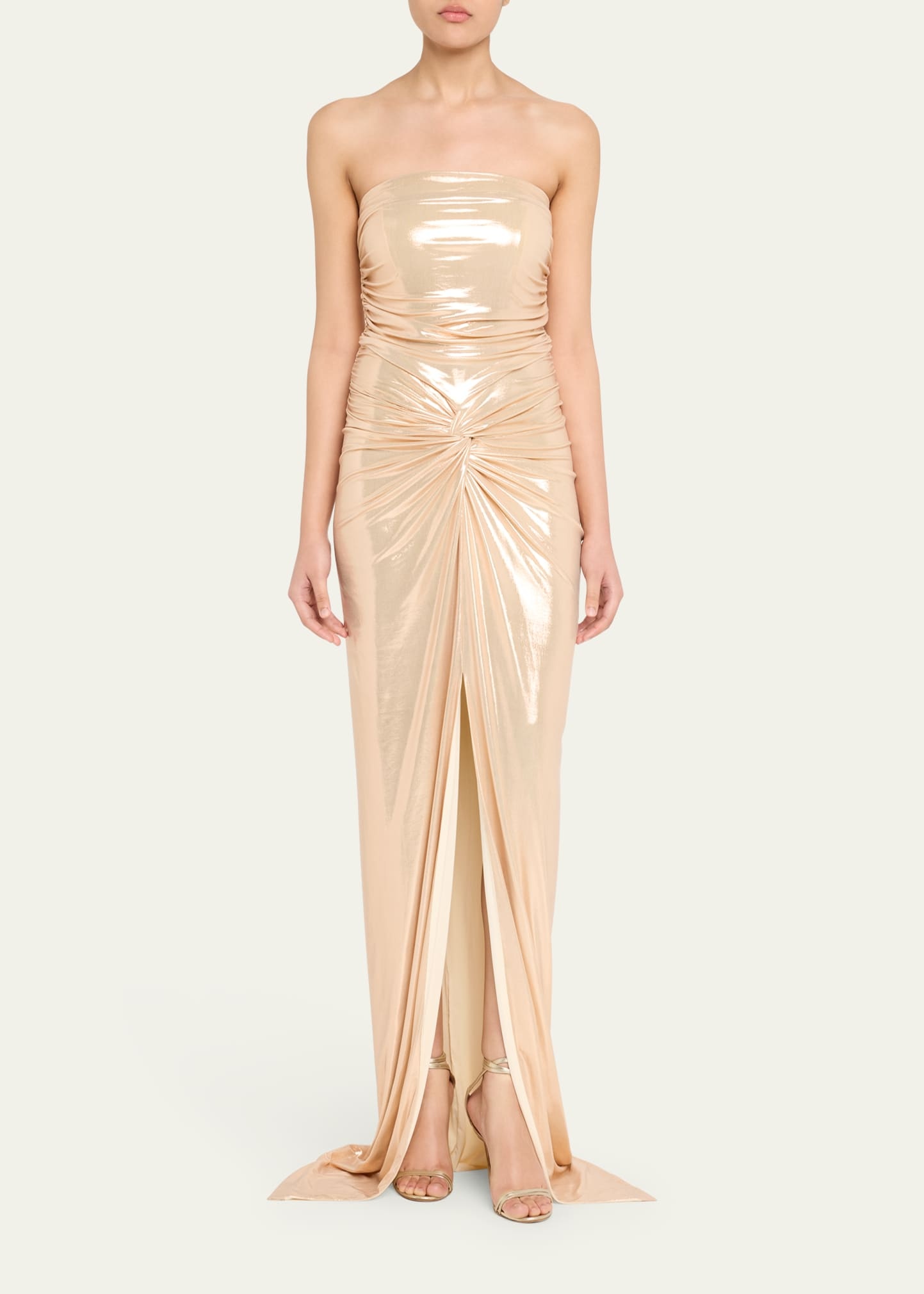 Maytal Metallic Strapless Gown - 2