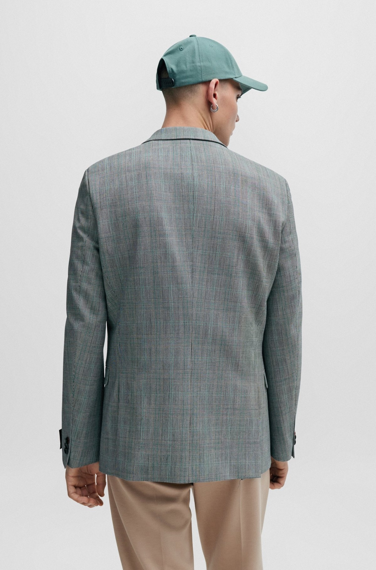 EXTRA-SLIM-FIT JACKET IN CHECKED SUPER-FLEX FABRIC - 4