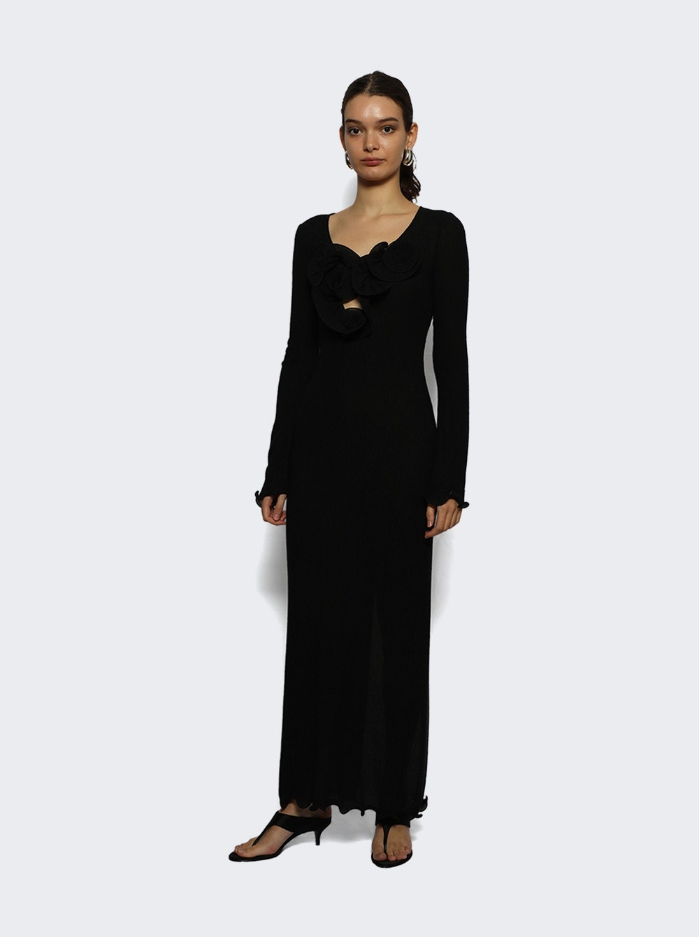 Crepe Beach Maxi Dress Black - 5