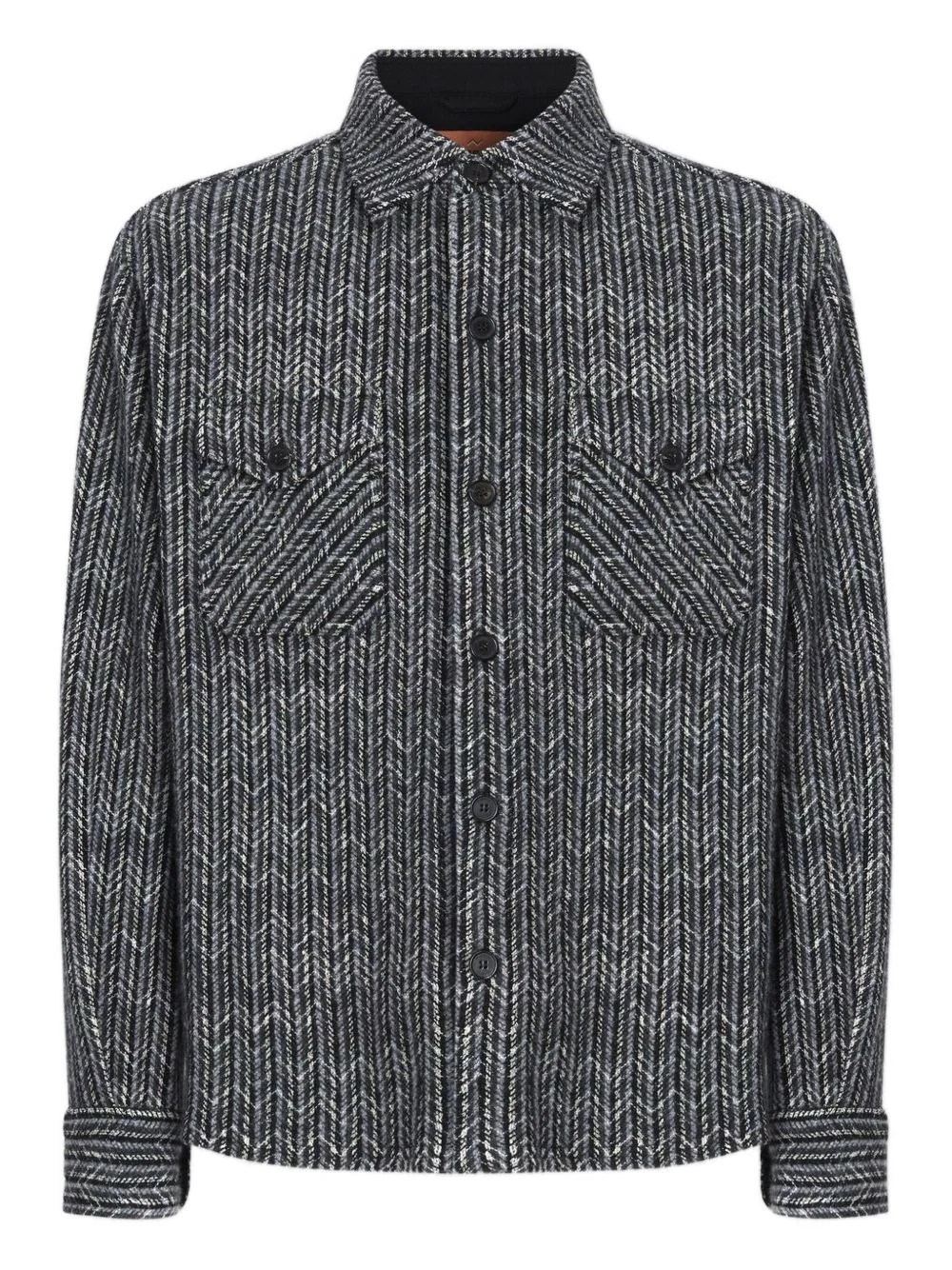 herringbone-pattern shirt - 1