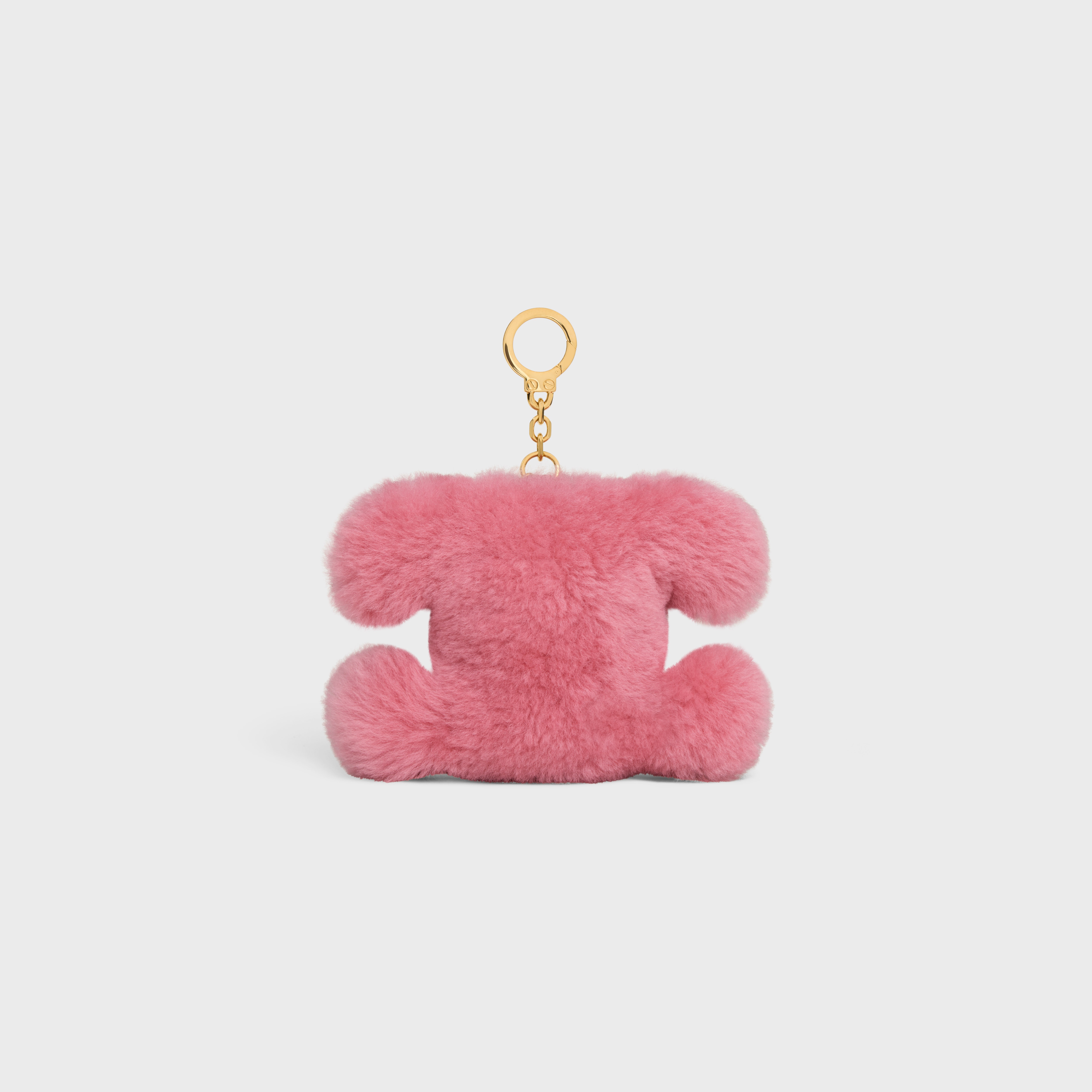 TRIOMPHE pom-pom keyring with HEART in SHEARLING AND CALFSKIN with GOLD FINISHING - 3