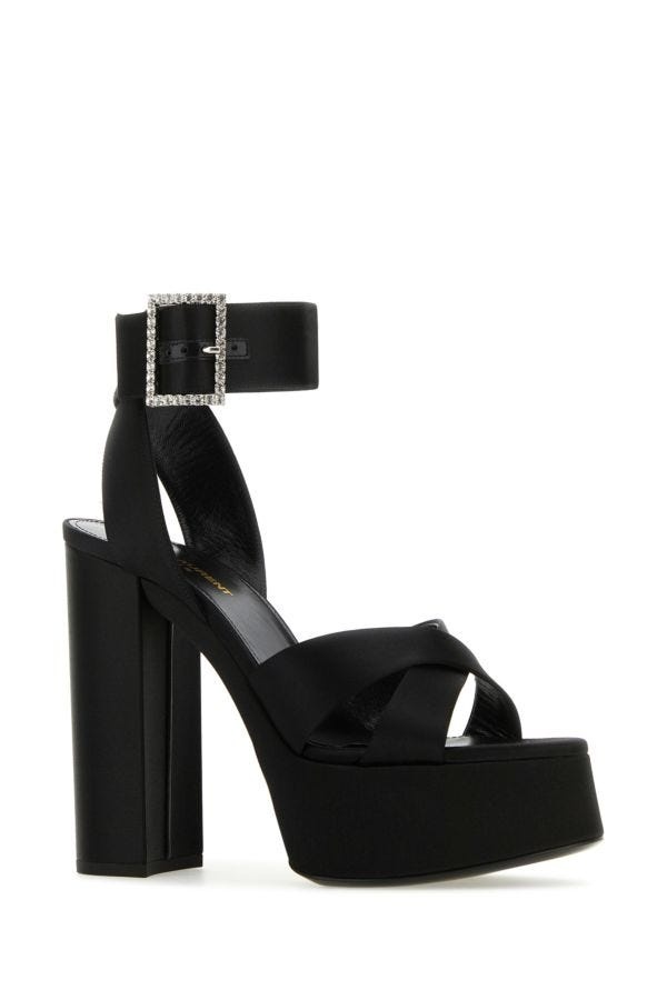 Saint Laurent Woman Black Satin Bianca Sandals - 2