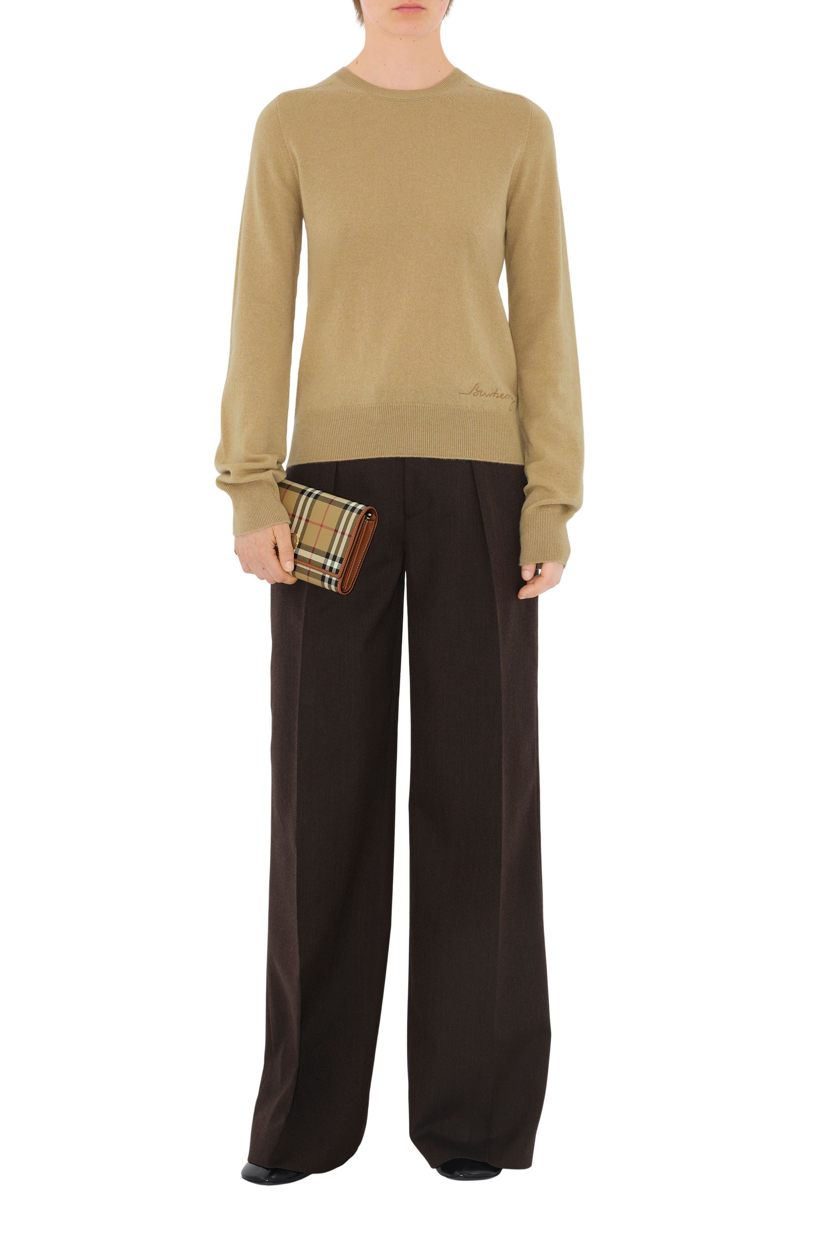 burberry Hannah Check Coated Canvas Wallet on a Chain in Vntg Chk/briar Brown at Nordstrom - 2