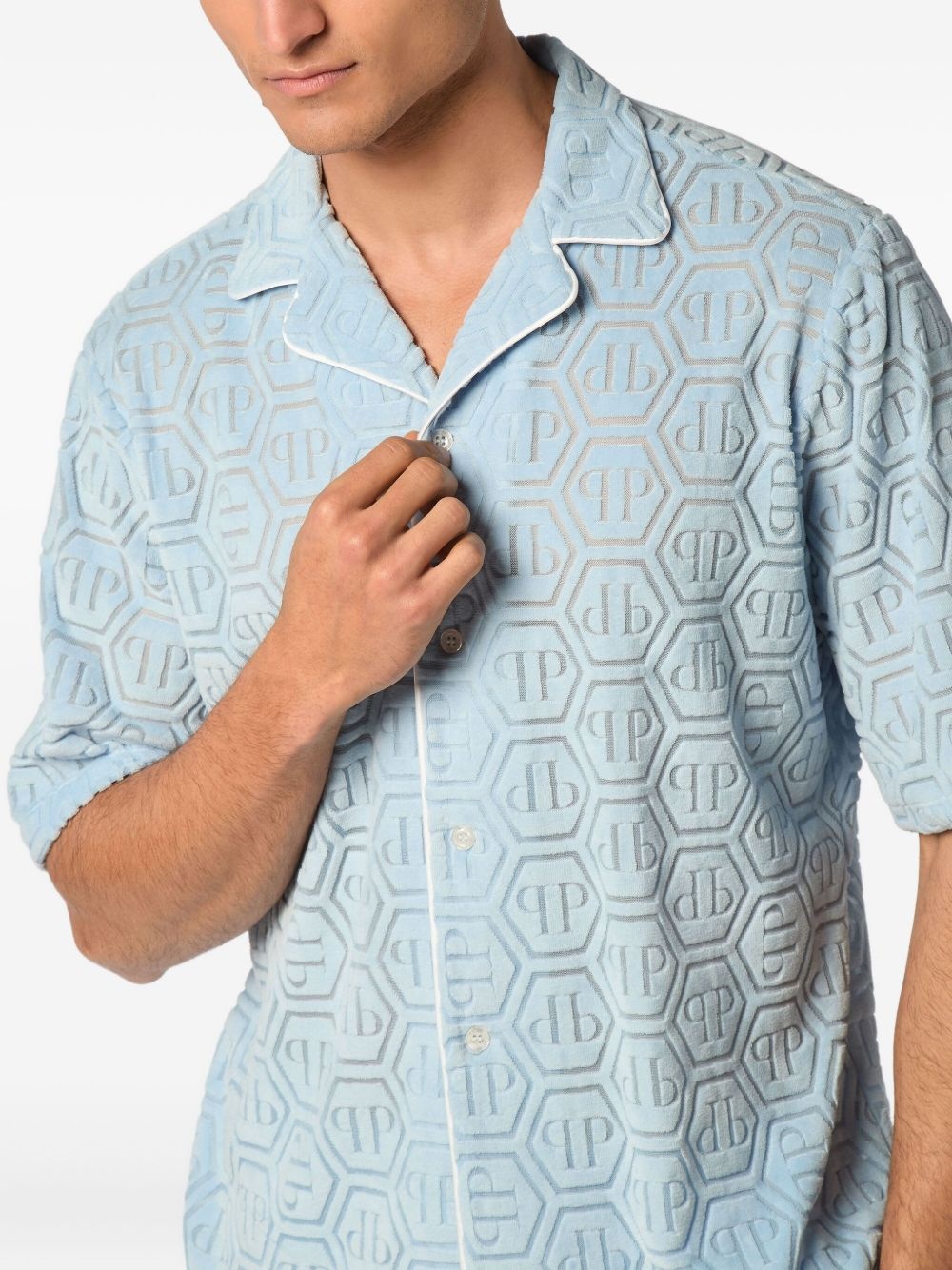 jacquard-monogram bowling shirt - 5