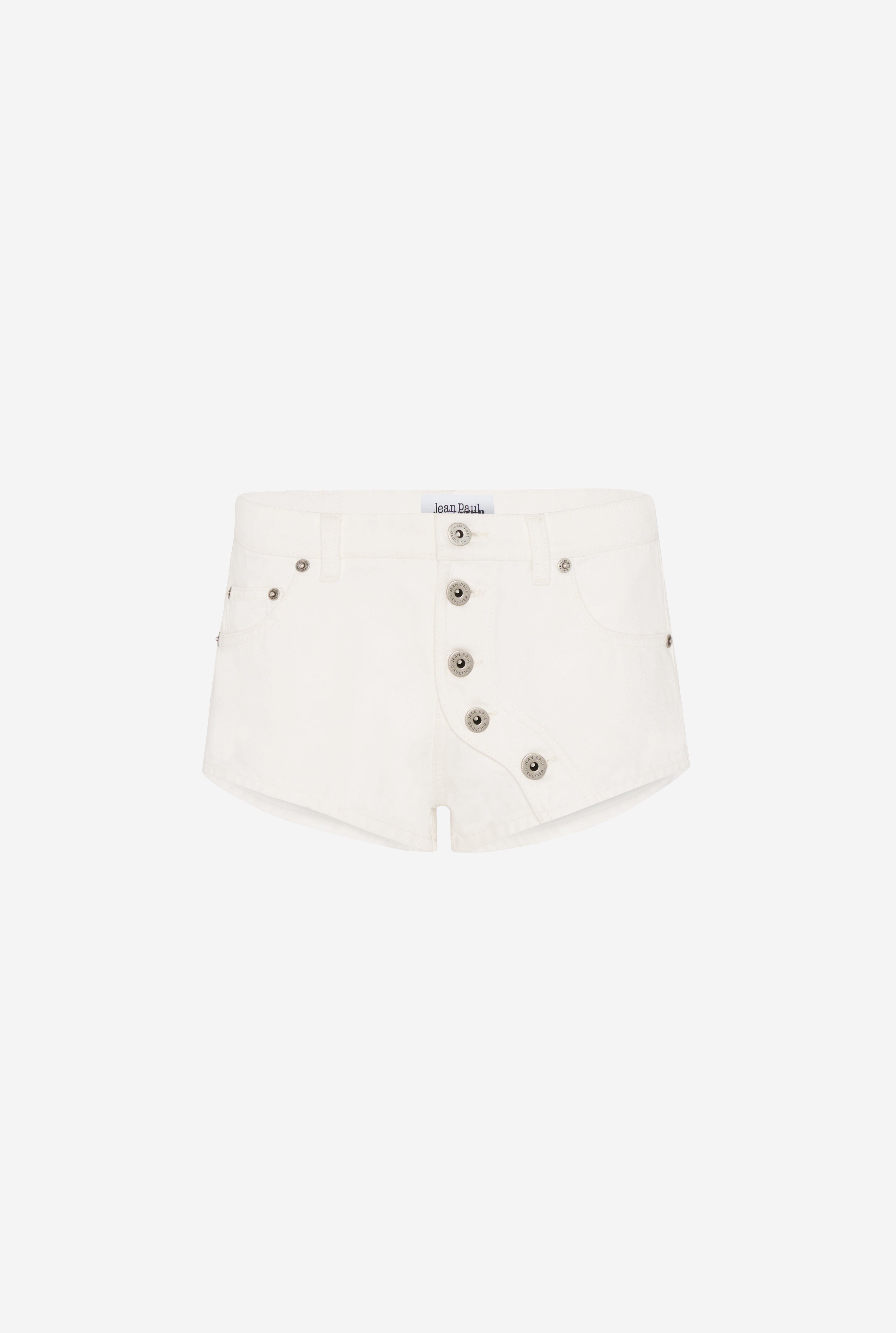 THE BUTTONED WHITE DENIM SHORTS - 6