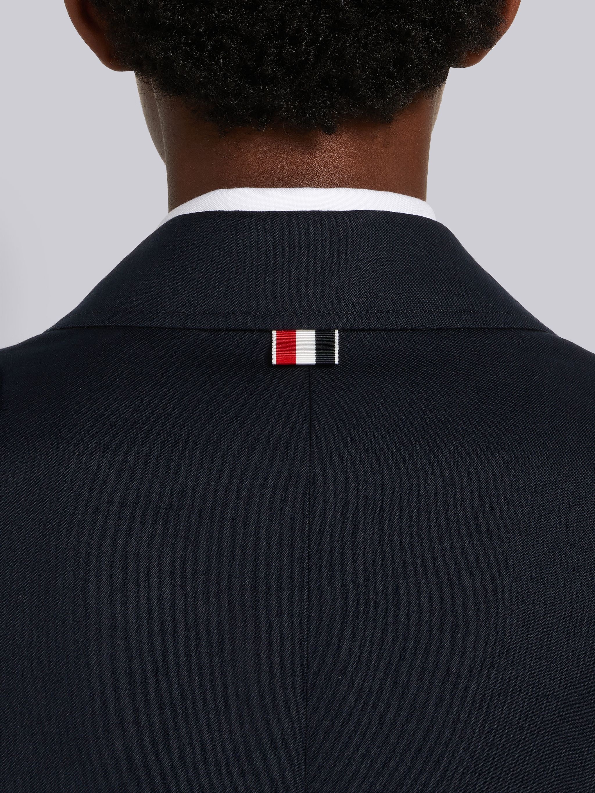 Navy Cotton Twill Engineered 4-Bar Unlined Single Vent Overcoat - 5