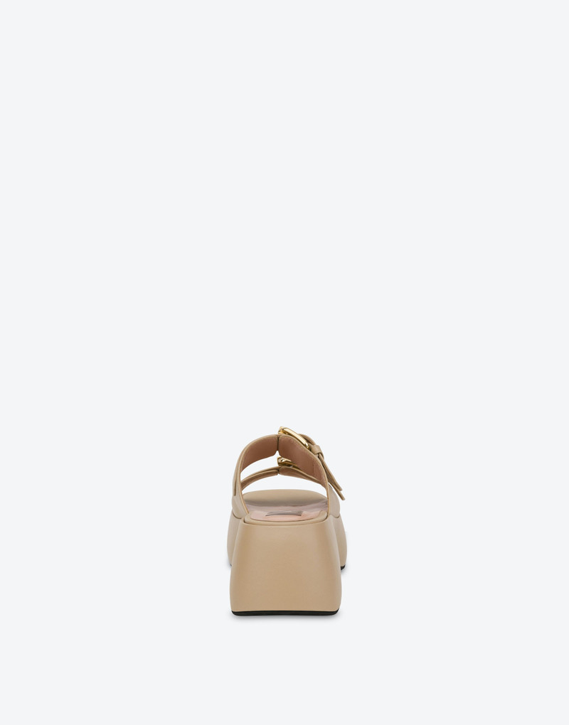 Moschino MOSCHINO BUCKLES CALFSKIN PLATFORM SANDALS outlook