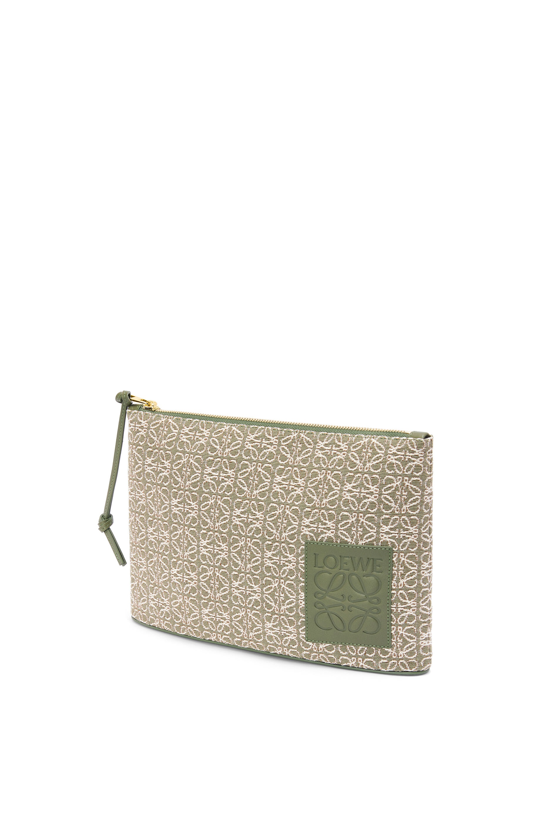 Oblong pouch in Anagram jacquard and calfskin - 3