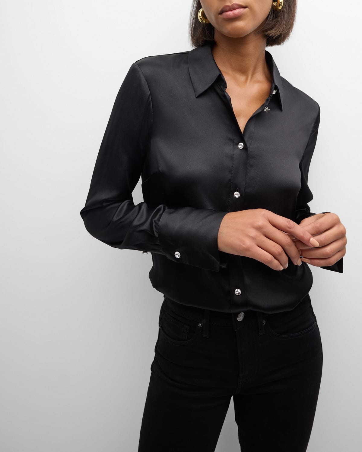 Monique Long-Sleeve Satin Top - 7