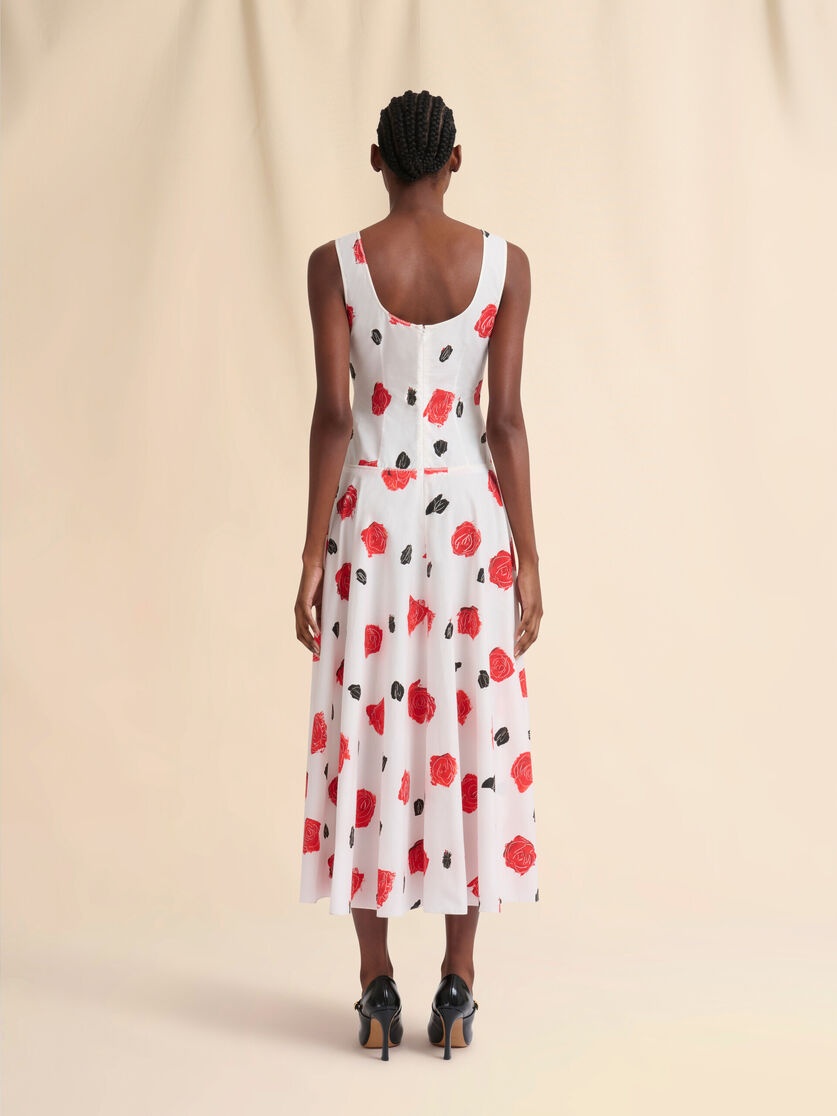 WHITE POPLIN BUSTIER DRESS WITH IRIS PRINT - 3