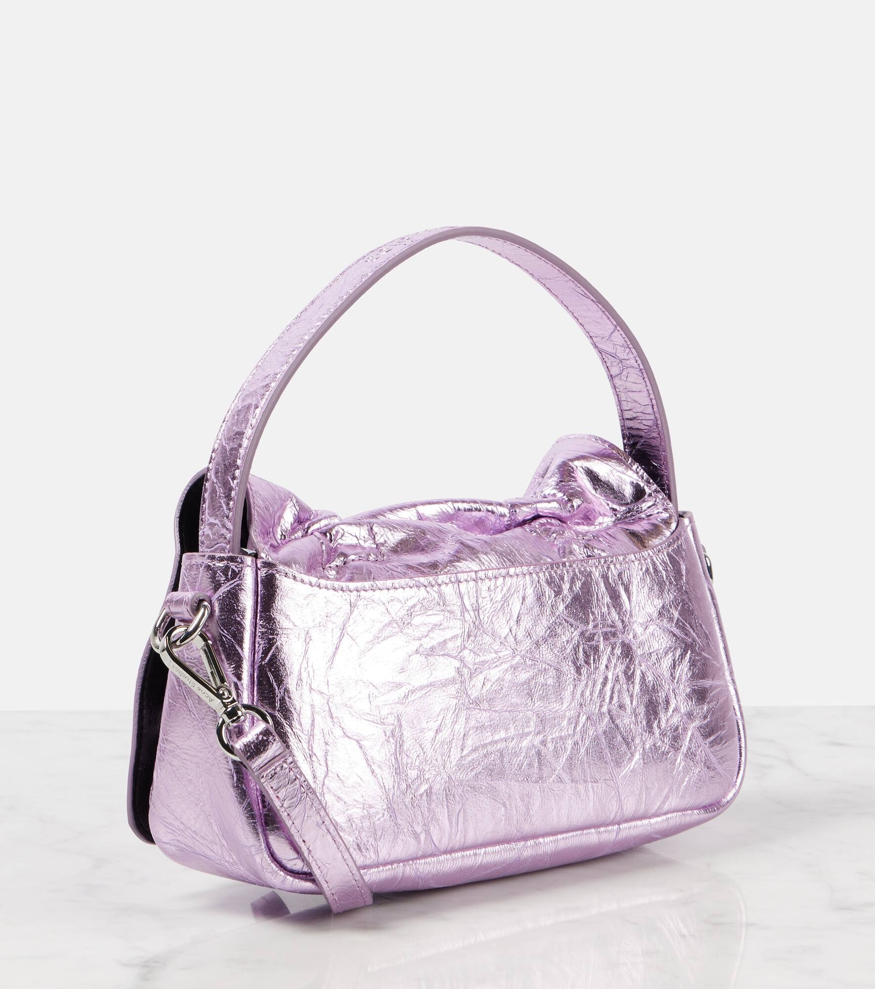 Bow-detail metallic leather shoulder bag - 4