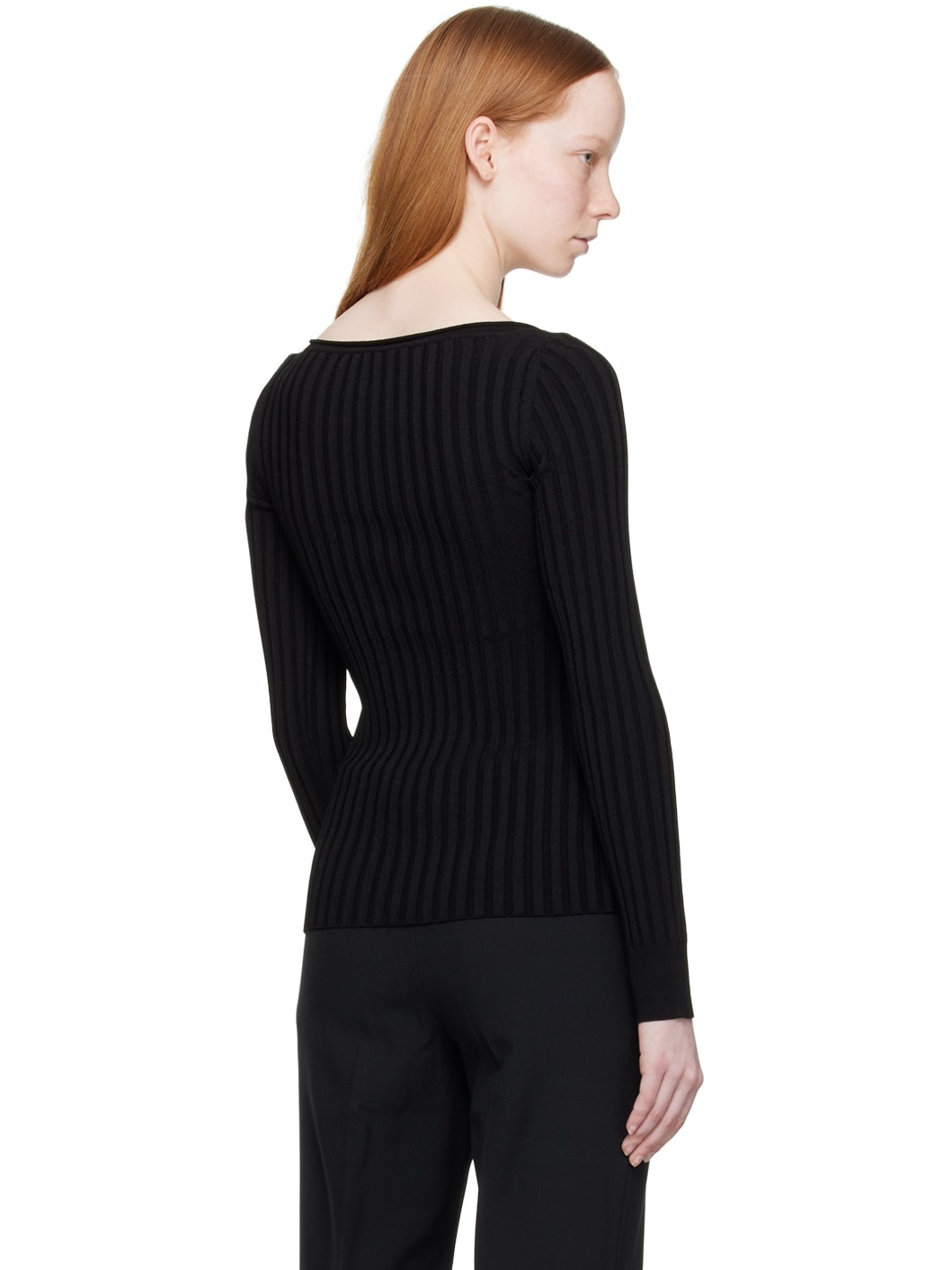 Black V-Neck Sweater - 3