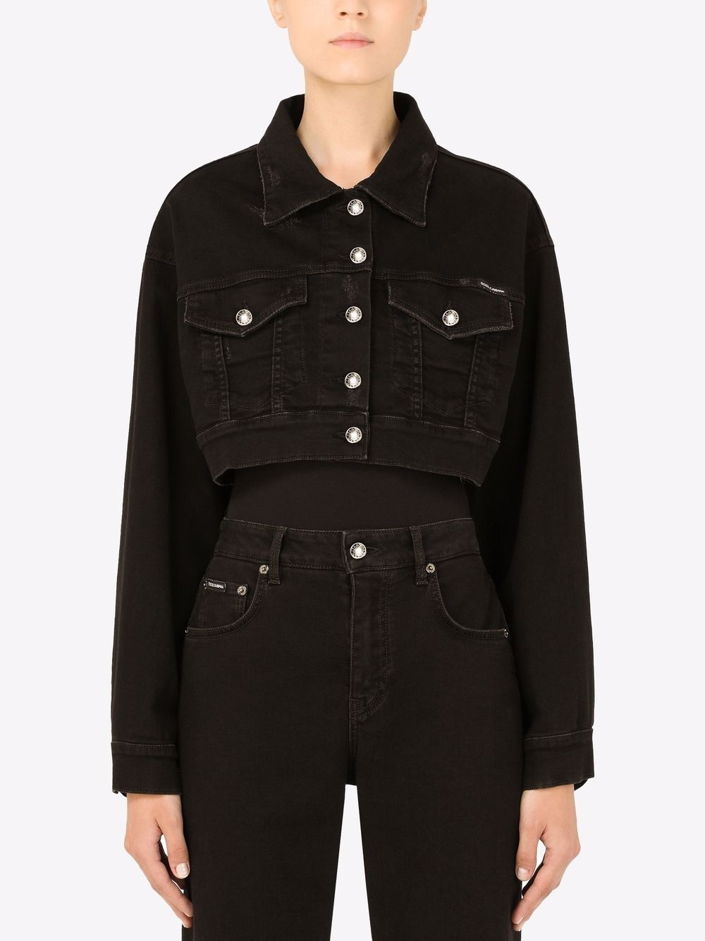 cropped denim jacket - 3