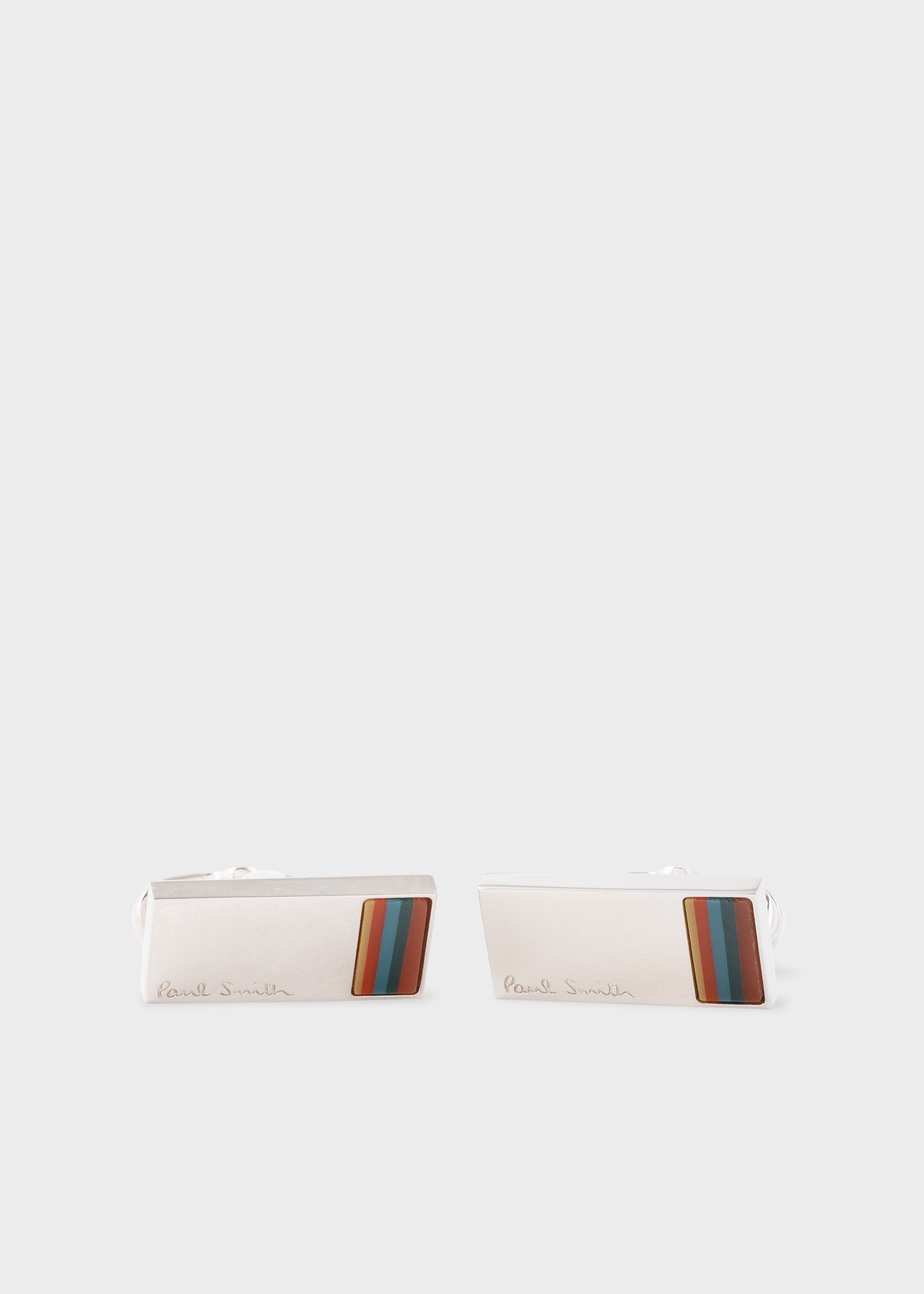 Silver 'Bright Stripe' Cufflinks - 1