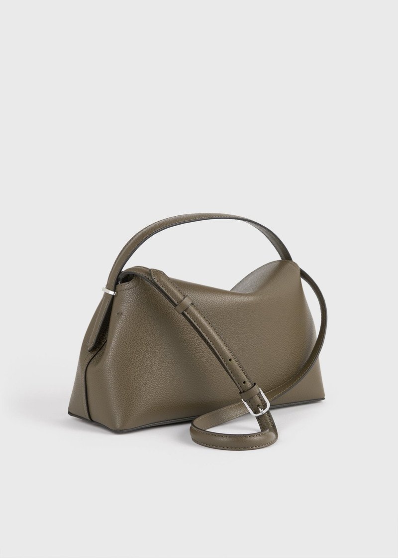 T-lock grained-leather top handle dark taupe 4