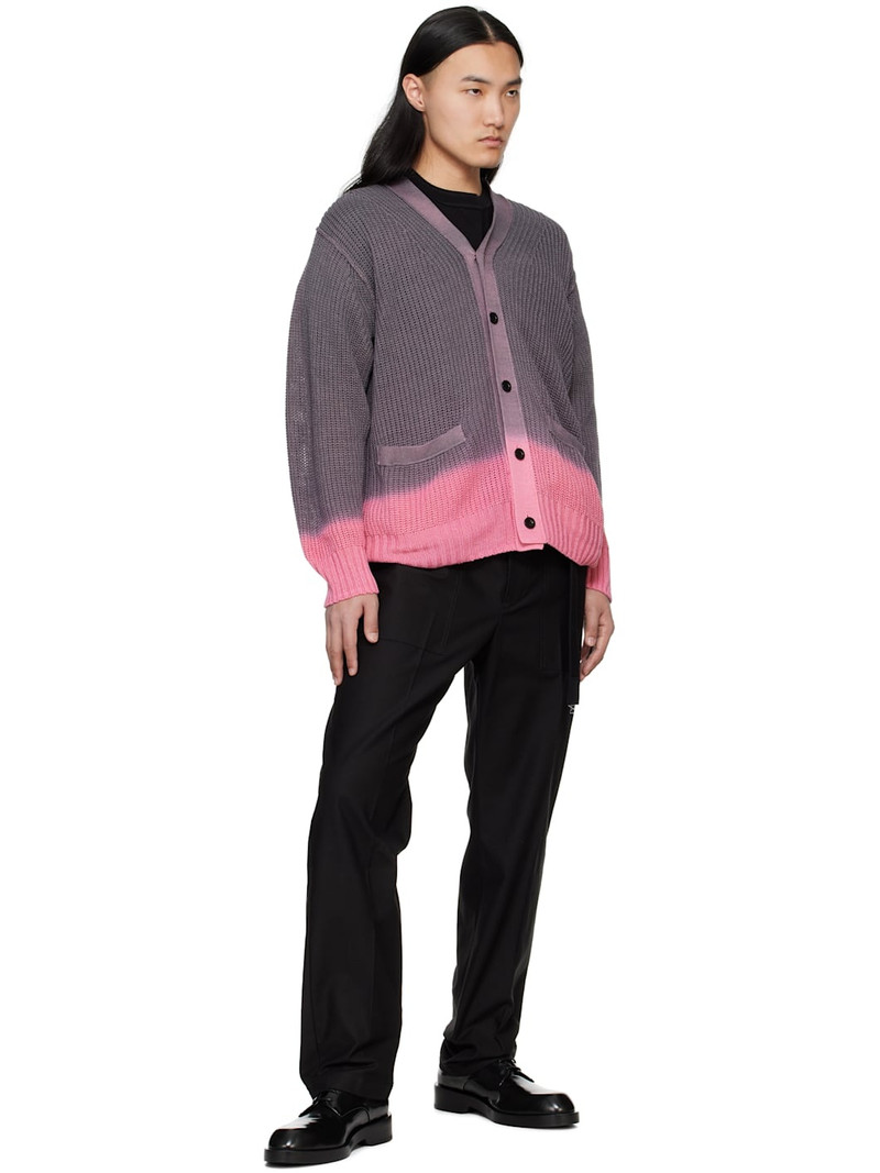 sacai Gray & Pink Garment Dye Knit Cardigan outlook