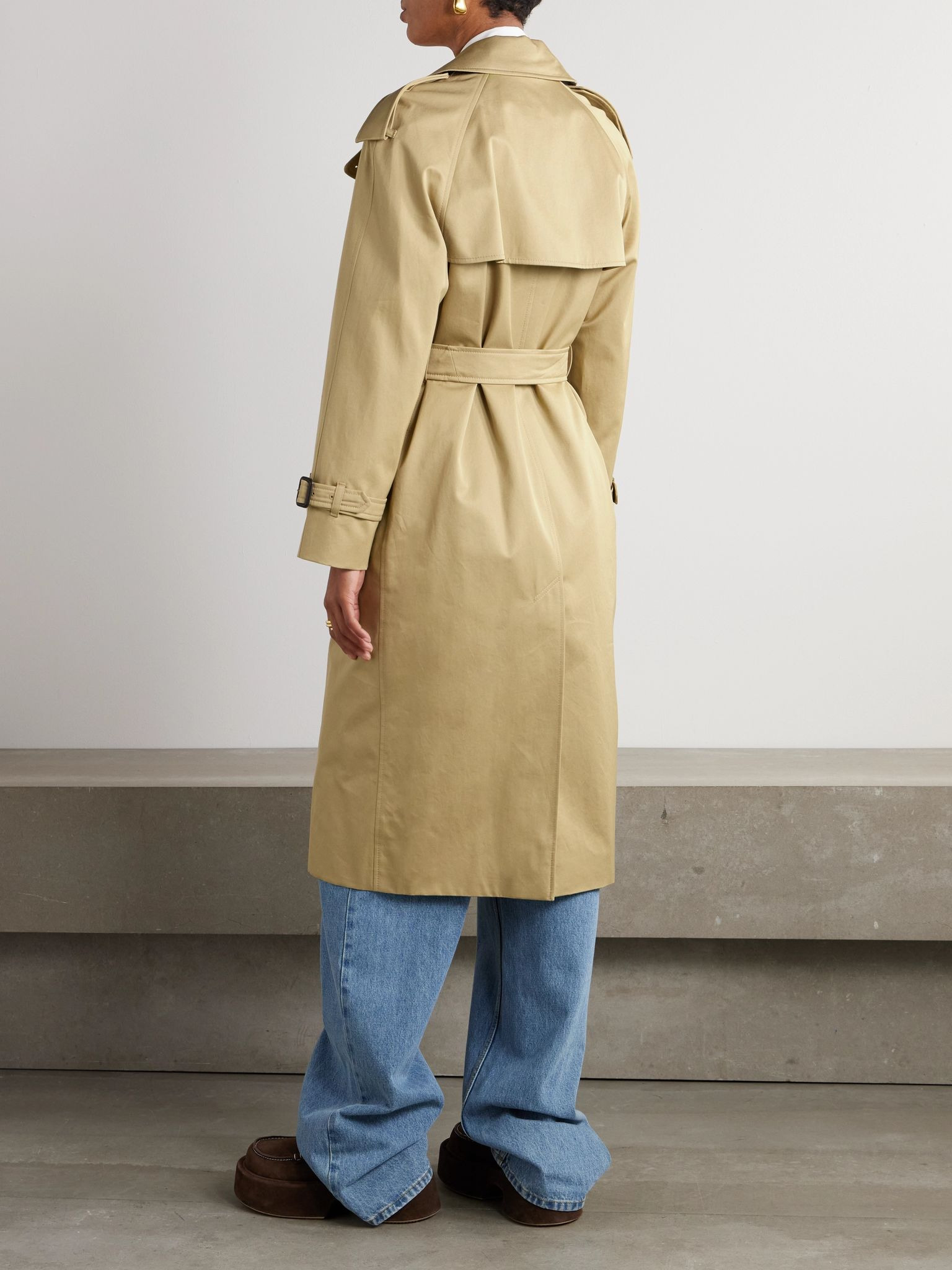 Castleford double-breasted cotton-gabardine trench coat Beige - 4