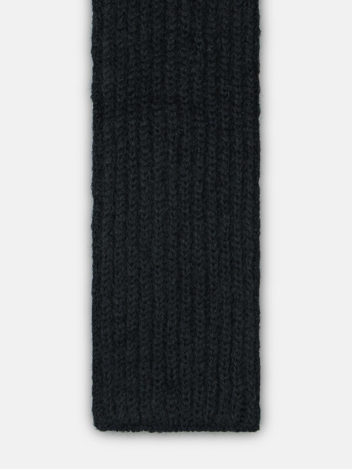 BLACK WOOL BLEND SCARF - 2