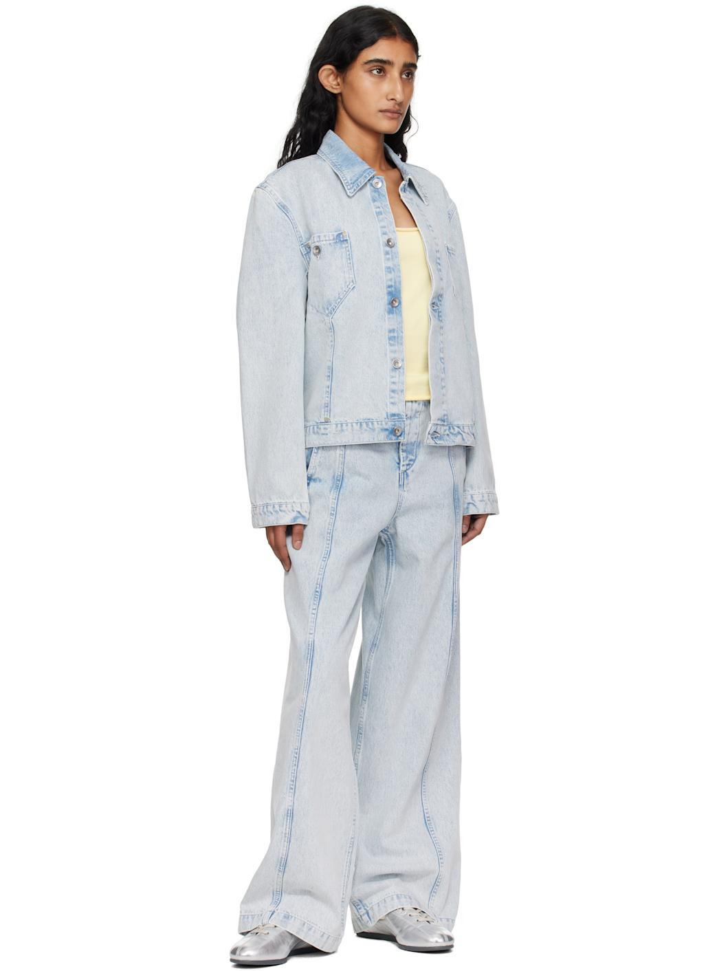 Blue Displaced Seam Jeans - 4