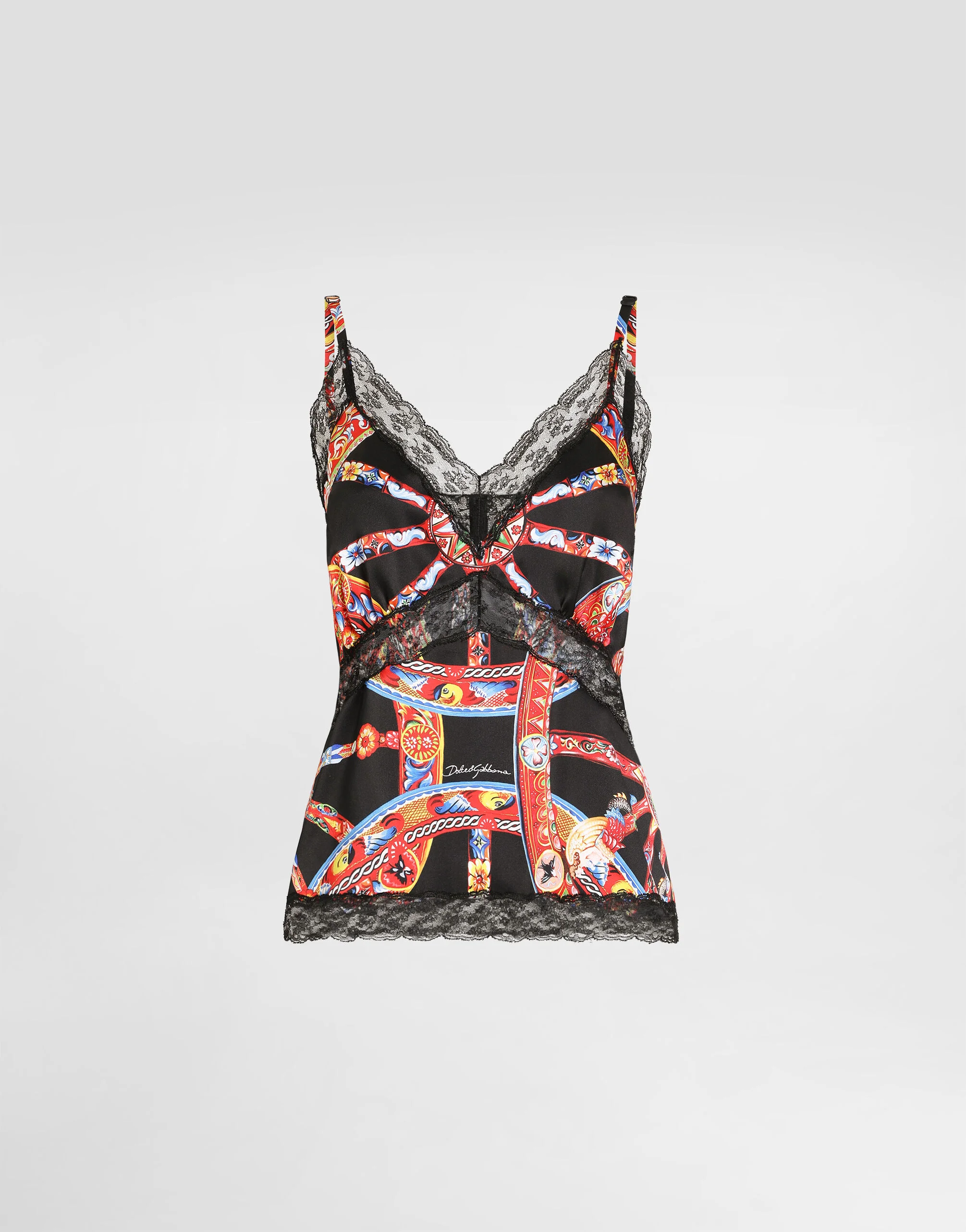 Carretto-print silk satin top - 1