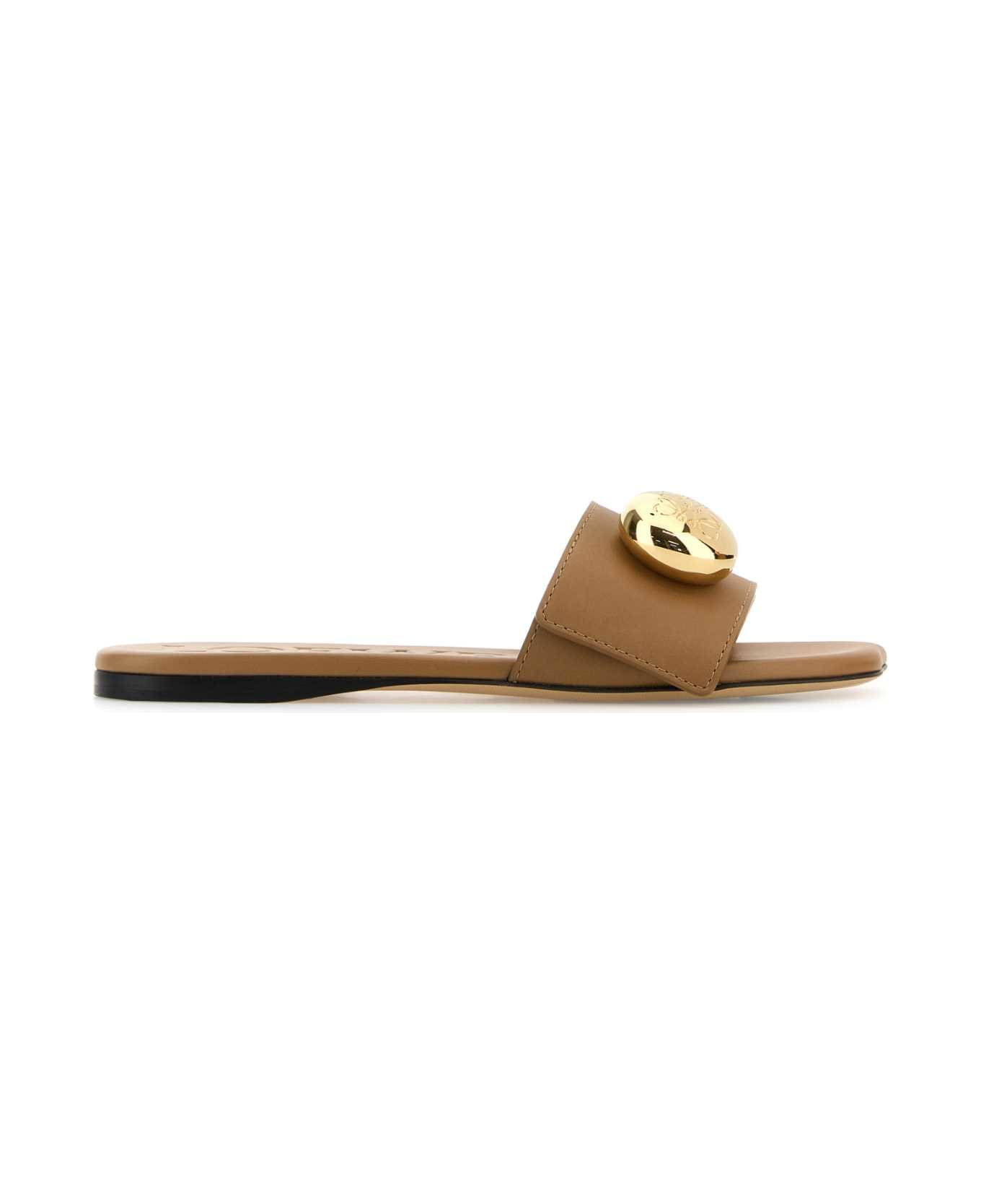 Camel Leather Pebble Slippers - 1