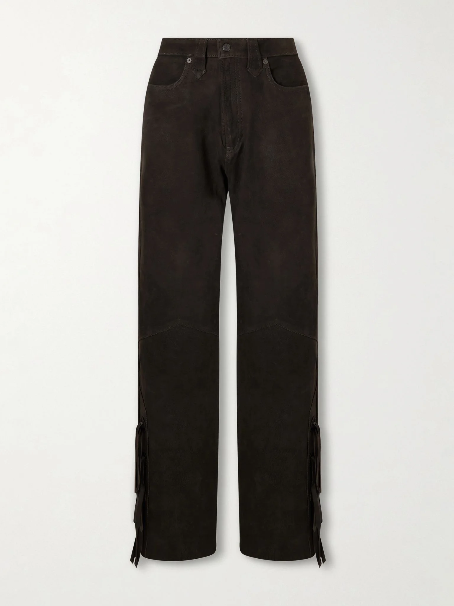Kacie tie-detailed suede wide-leg pants Black - 1