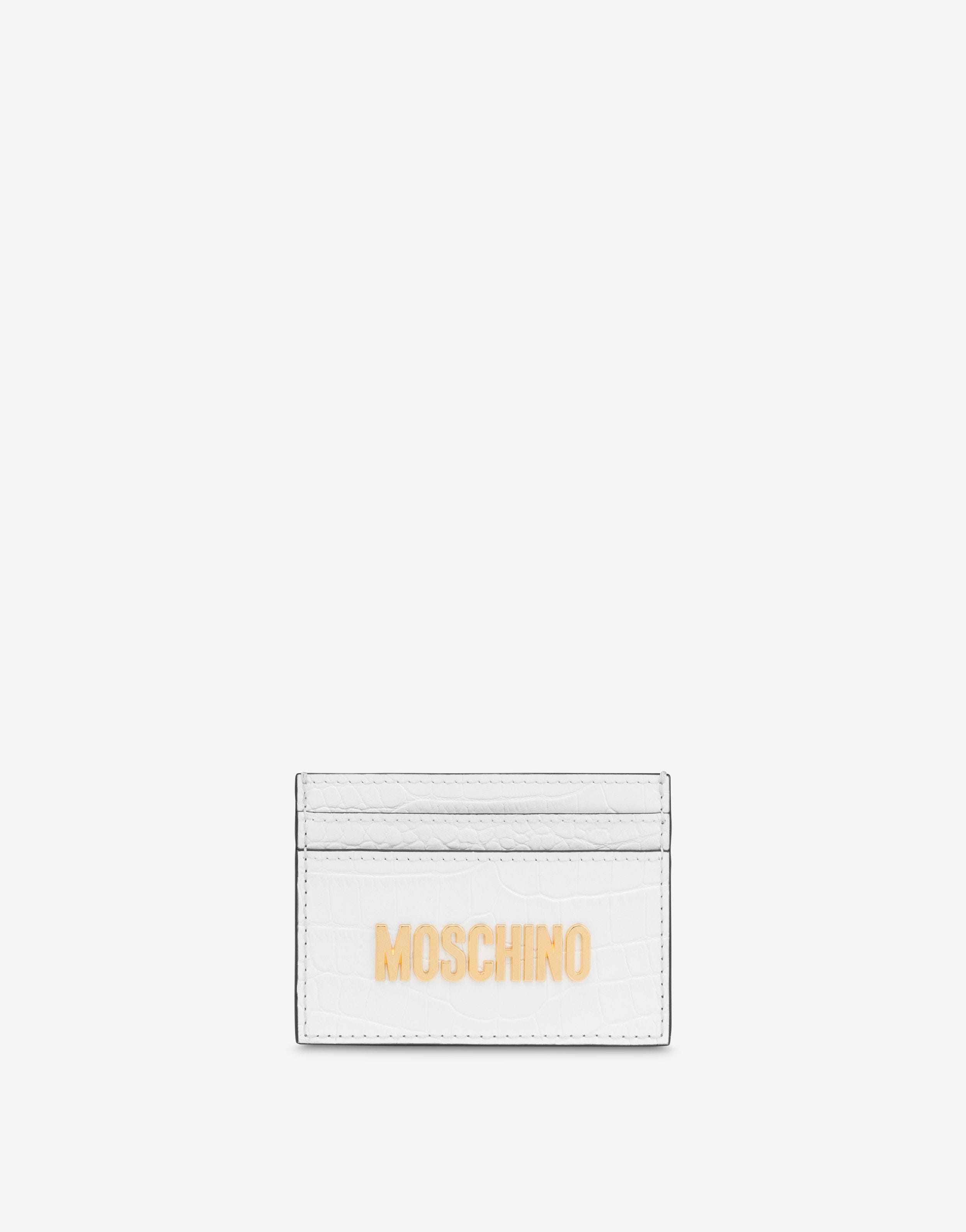 LETTERING LOGO CROCODILE-PRINT CARD HOLDER - 1