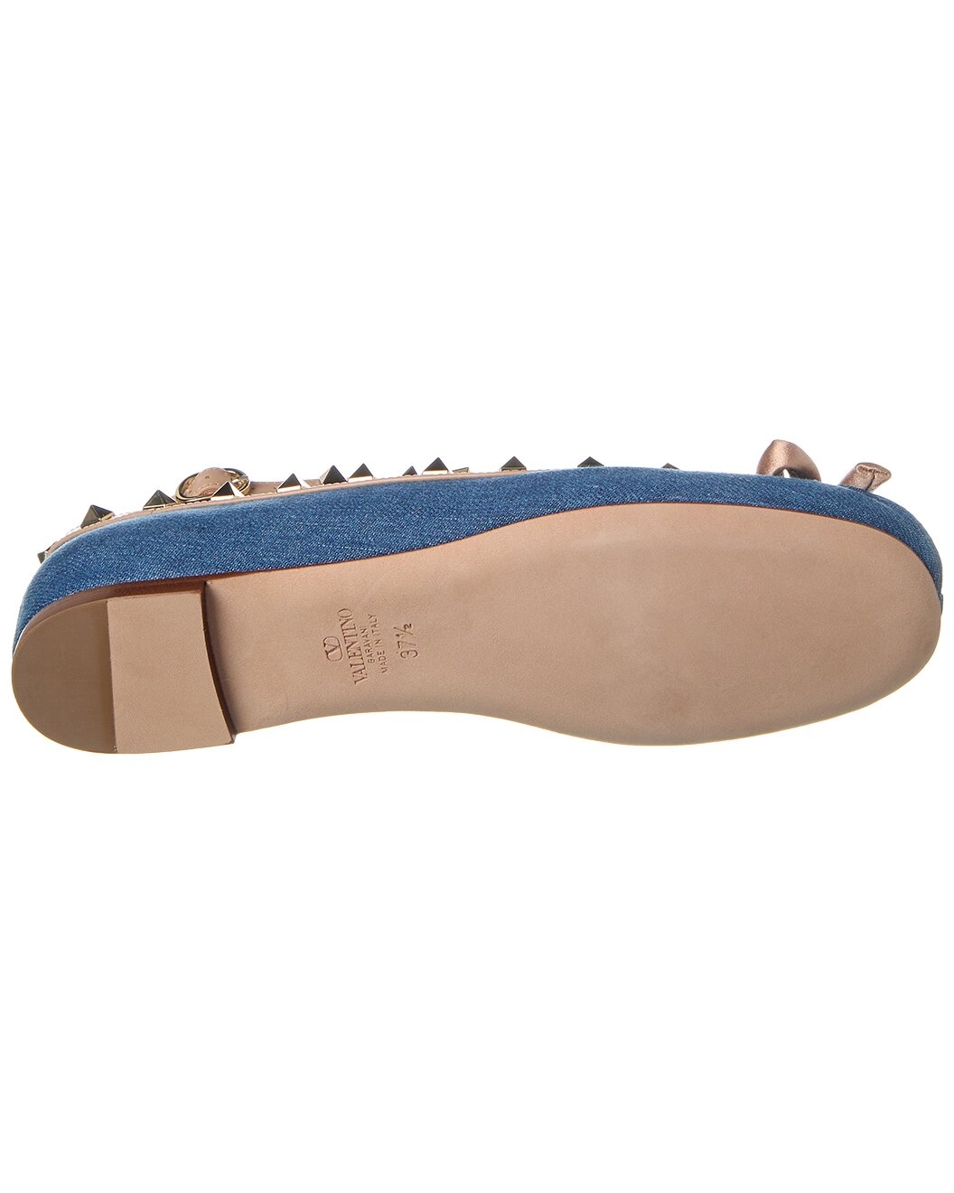Valentino Rockstud Denim & Leather Ballerina Flat - 4