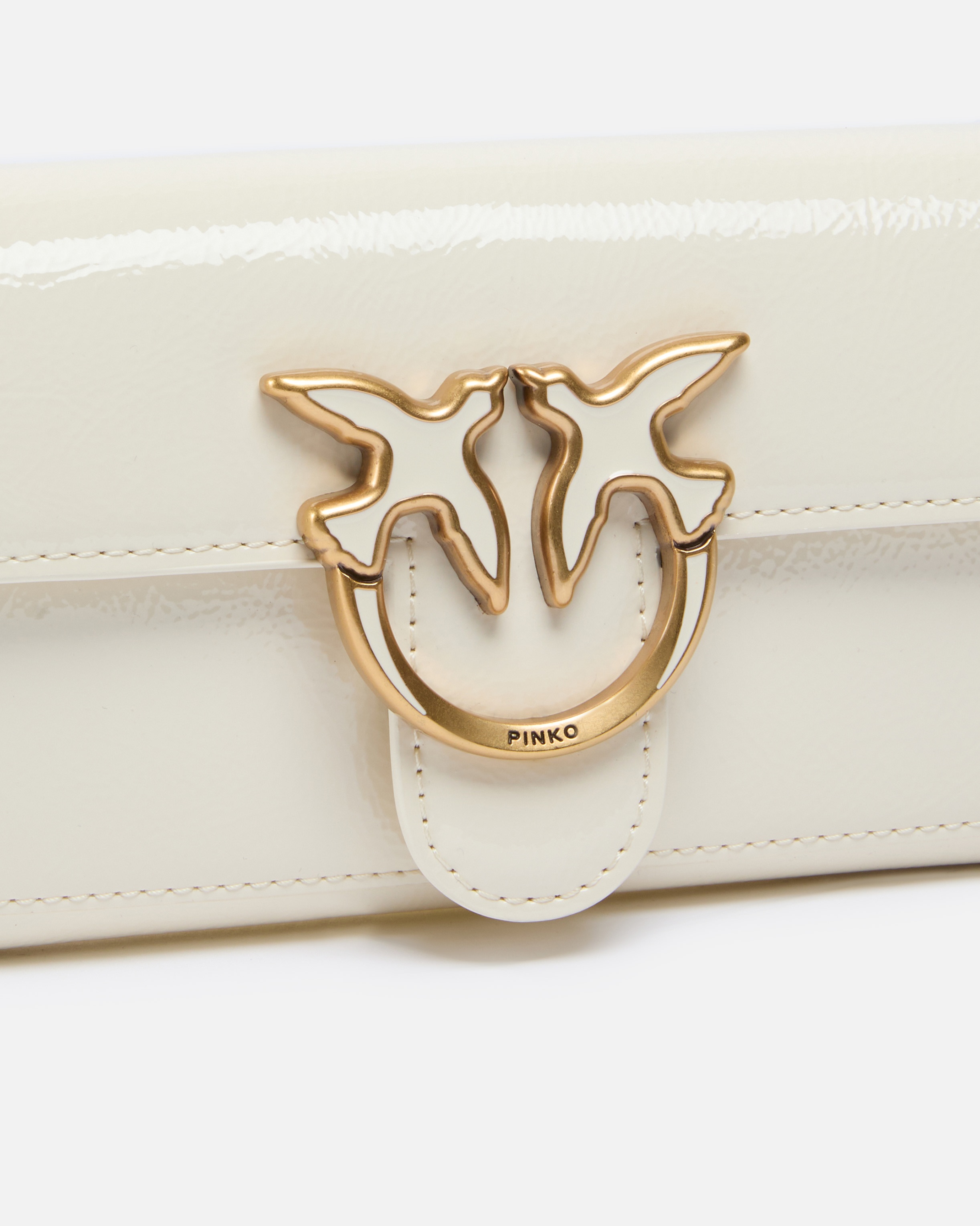 GLOSSY WALLET WITH SHOULDER STRAP WITH BIRD BUCKLE - 3