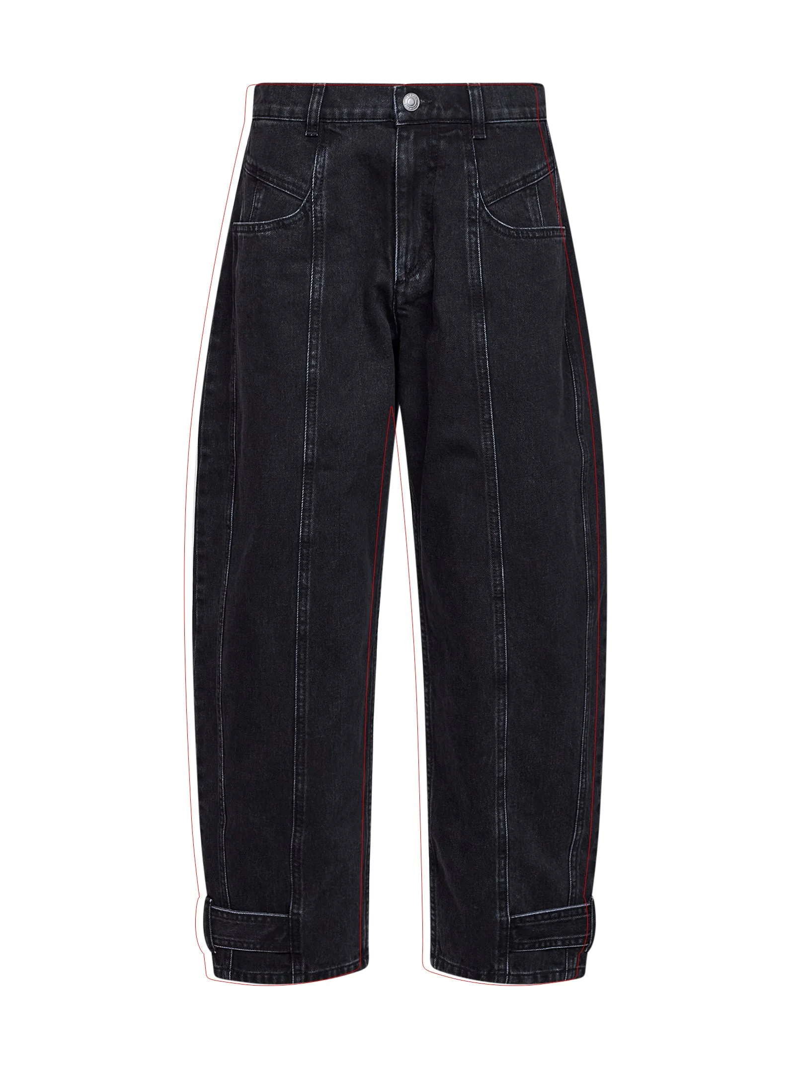 Black cotton denim Leya barrel jeans - 1