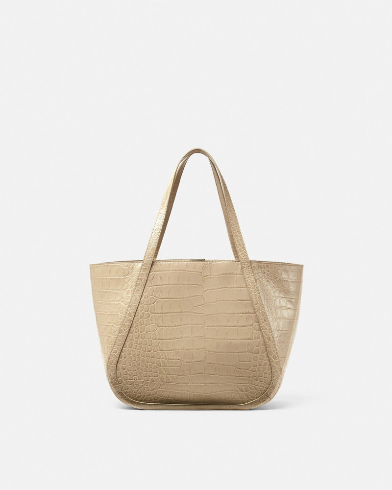 Croc-Effect Greca Goddess Large Tote Bag 6