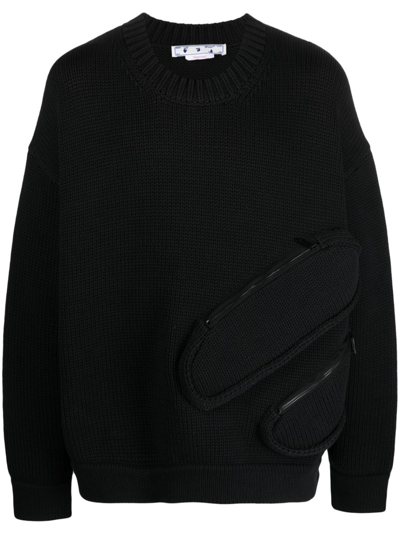 zip-compartment crew-neck sweatshirt 1