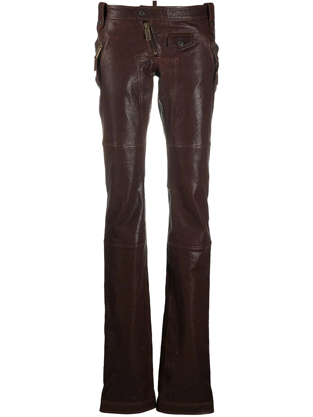 straight-leg leather trousers - 1