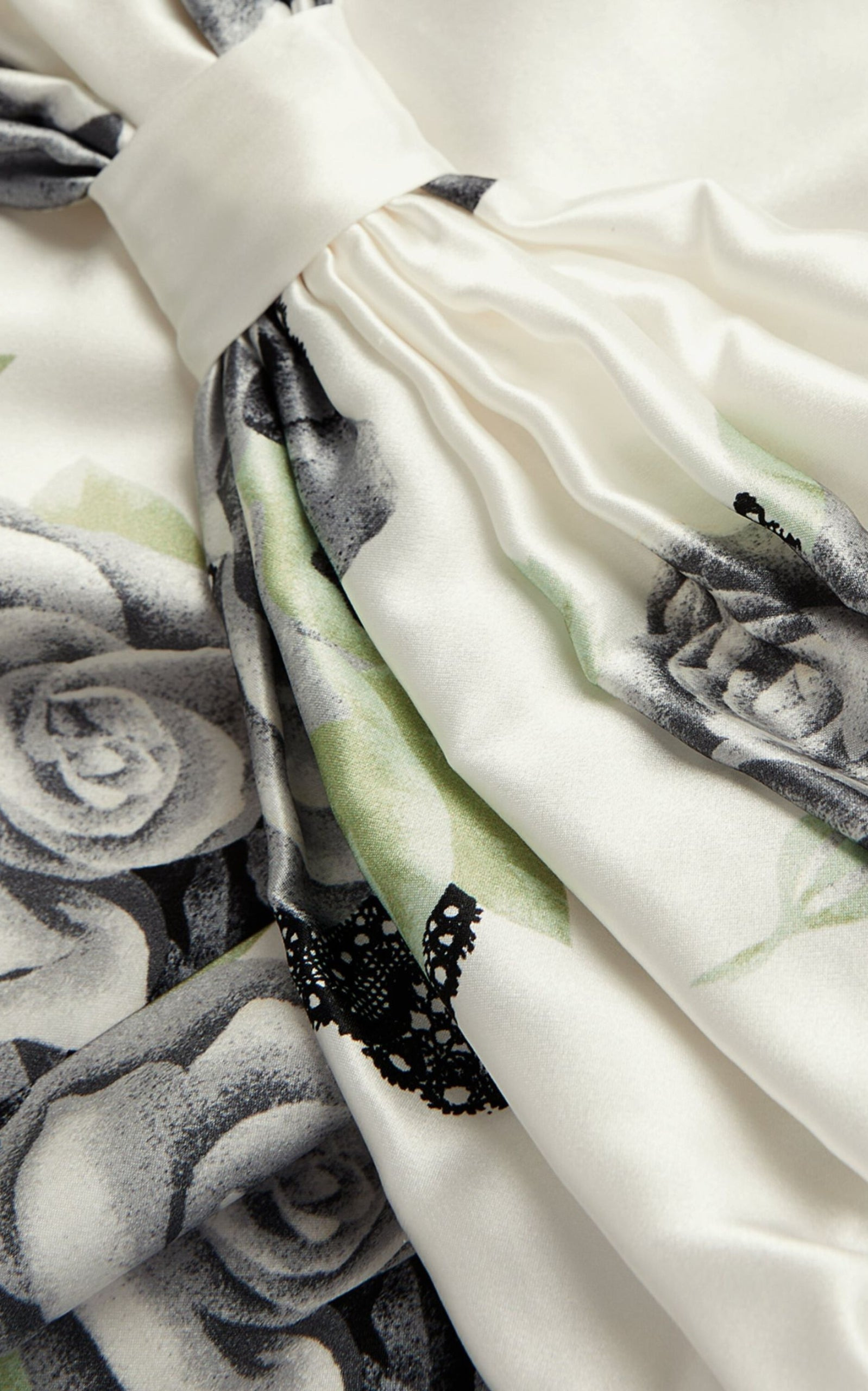 Silk Satin Rose Print Midi Dress - 6