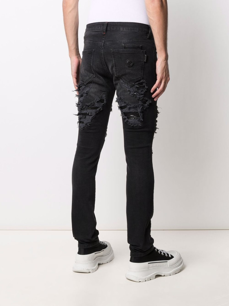 mesh ripped-detail jeans 4