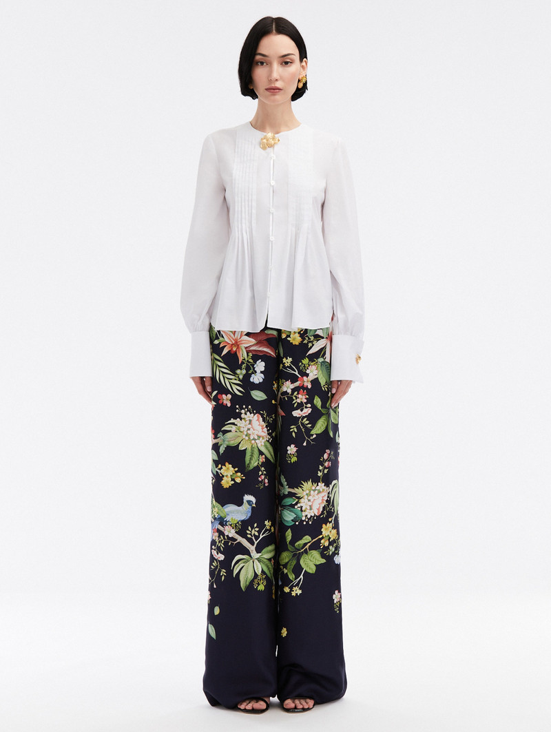 Oscar de la Renta PINTUCK COTTON POPLIN BLOUSE outlook